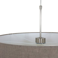 Hanglamp Sparkled Light 9890ST staal met kap van grof grijs linnen