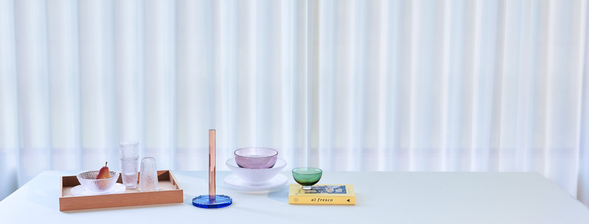 Kiosk keukenrolhouder blauw/roze