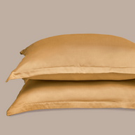 Coco & Cici - Bamboe kussensloop 60 x 50 cm - kussenhoes - okergeel - 100% eco bamboe - volant 2 cm - 1 stuk