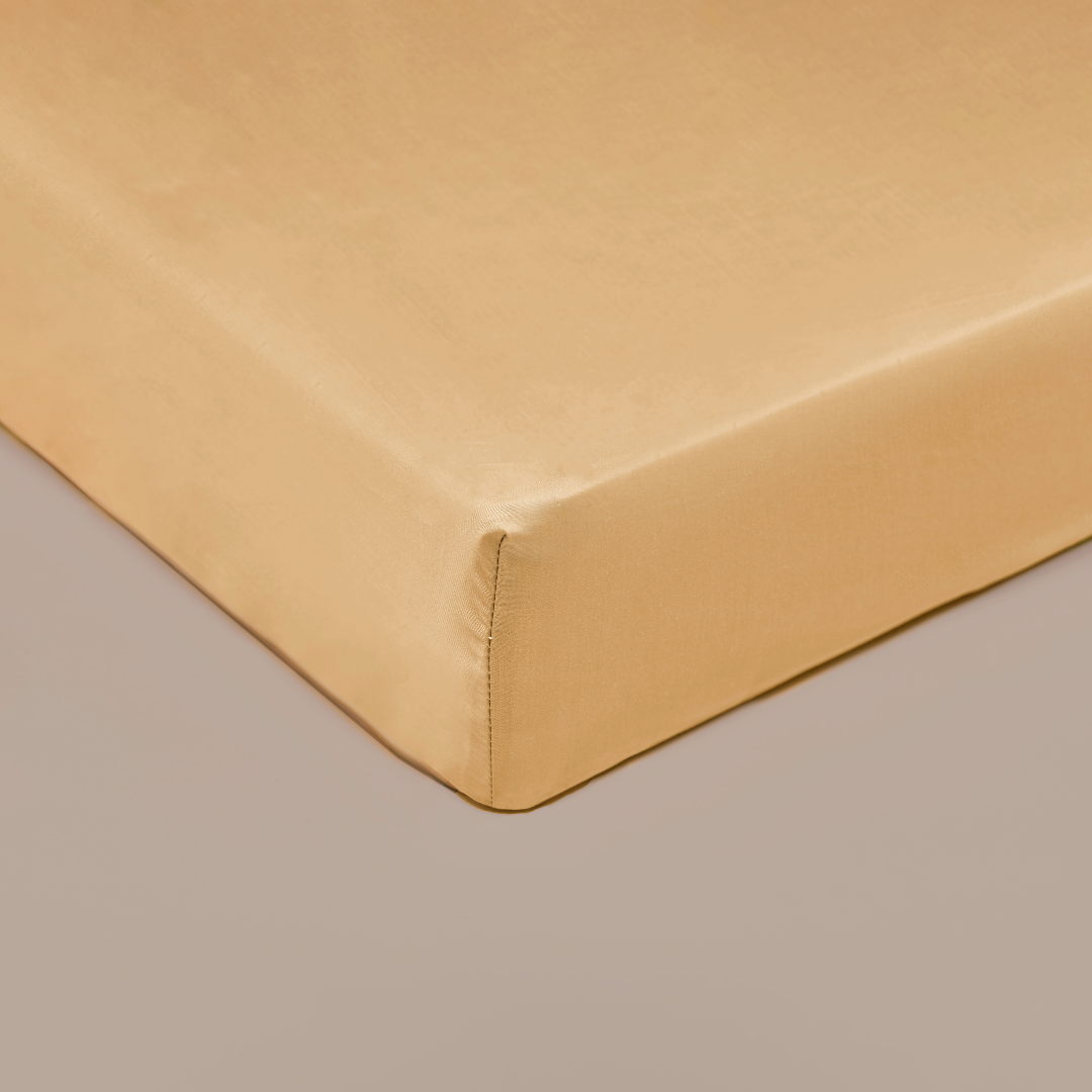 Coco & Cici - Bamboe hoeslaken 180 x 200 cm - 2-persoons beddengoed - okergeel - elastiek rondom - 100% eco-bamboe