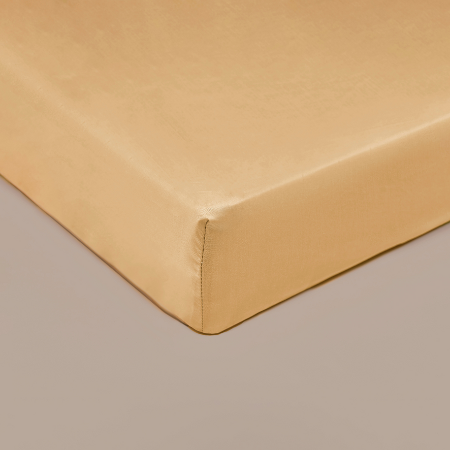 Coco & Cici - Bamboe Hoeslaken 180 x 210 cm - 2 Persoons Beddengoed - Okergeel - Elastiek Rondom - 100% Eco Bamboe