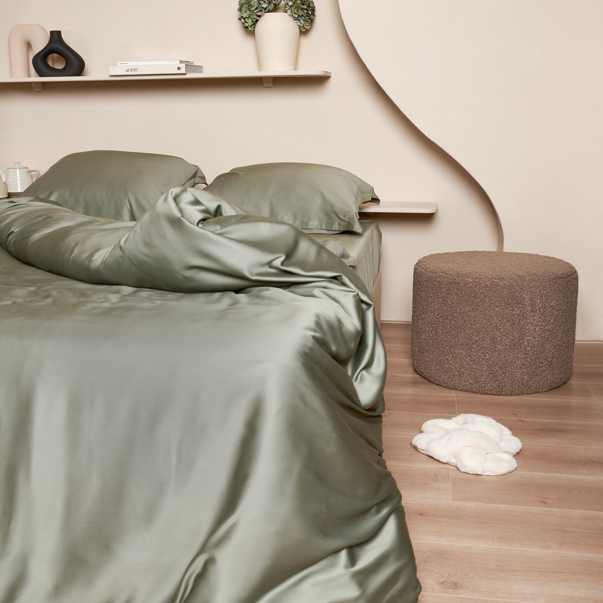 Coco & Cici - bamboe-hoeslaken 90 x 210 cm - 1-persoonsbeddengoed - olijfgroen - elastiek rondom - 100% eco-bamboe
