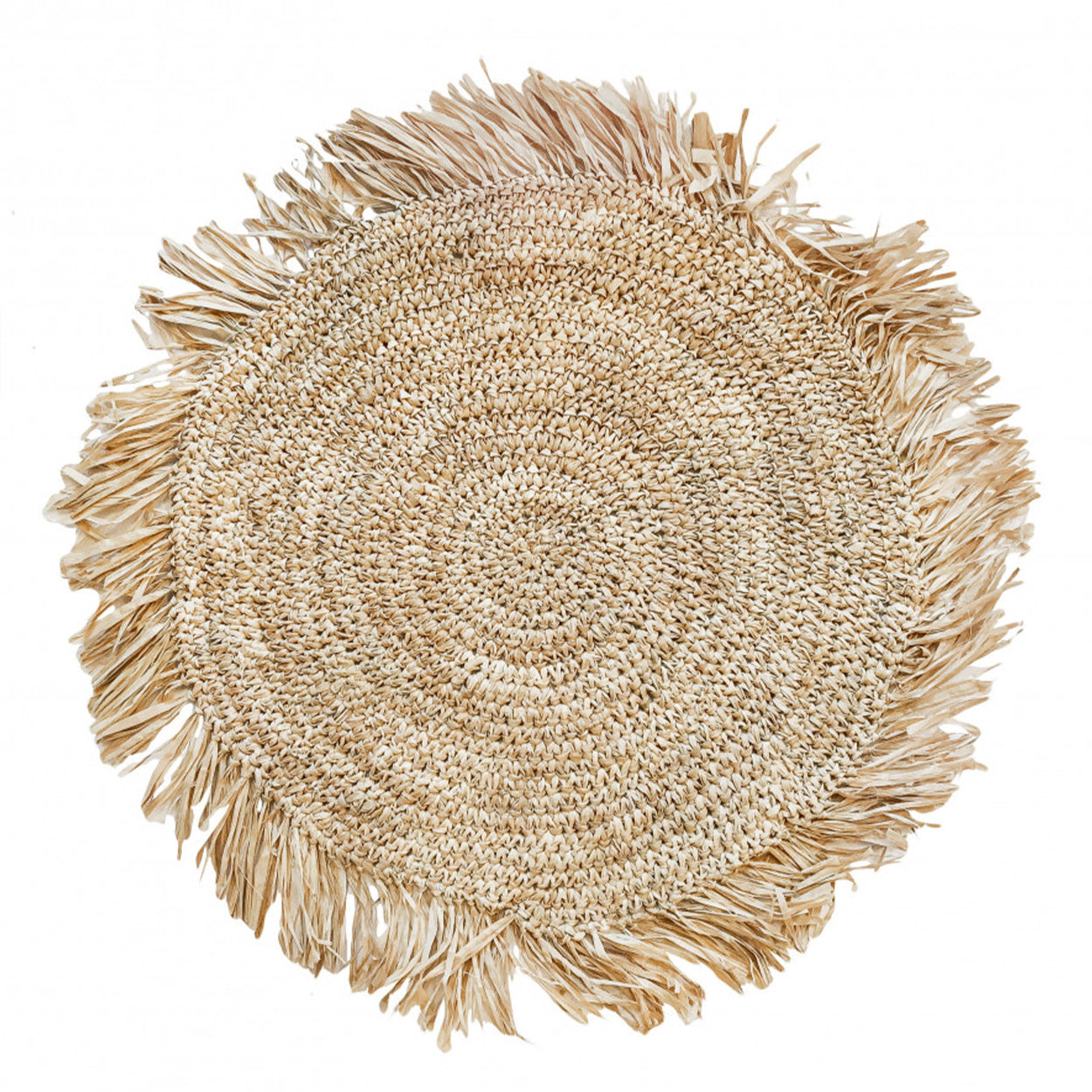 The Fringe raffia placemat rond - naturel
