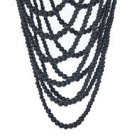 De kroonluchter met houten kralen - Zwart - L