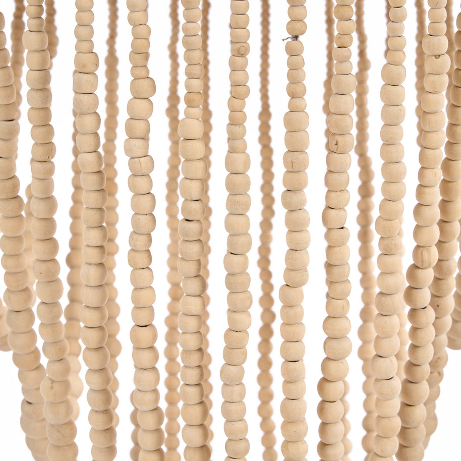 De kroonluchter van houten kralen - Naturel - L