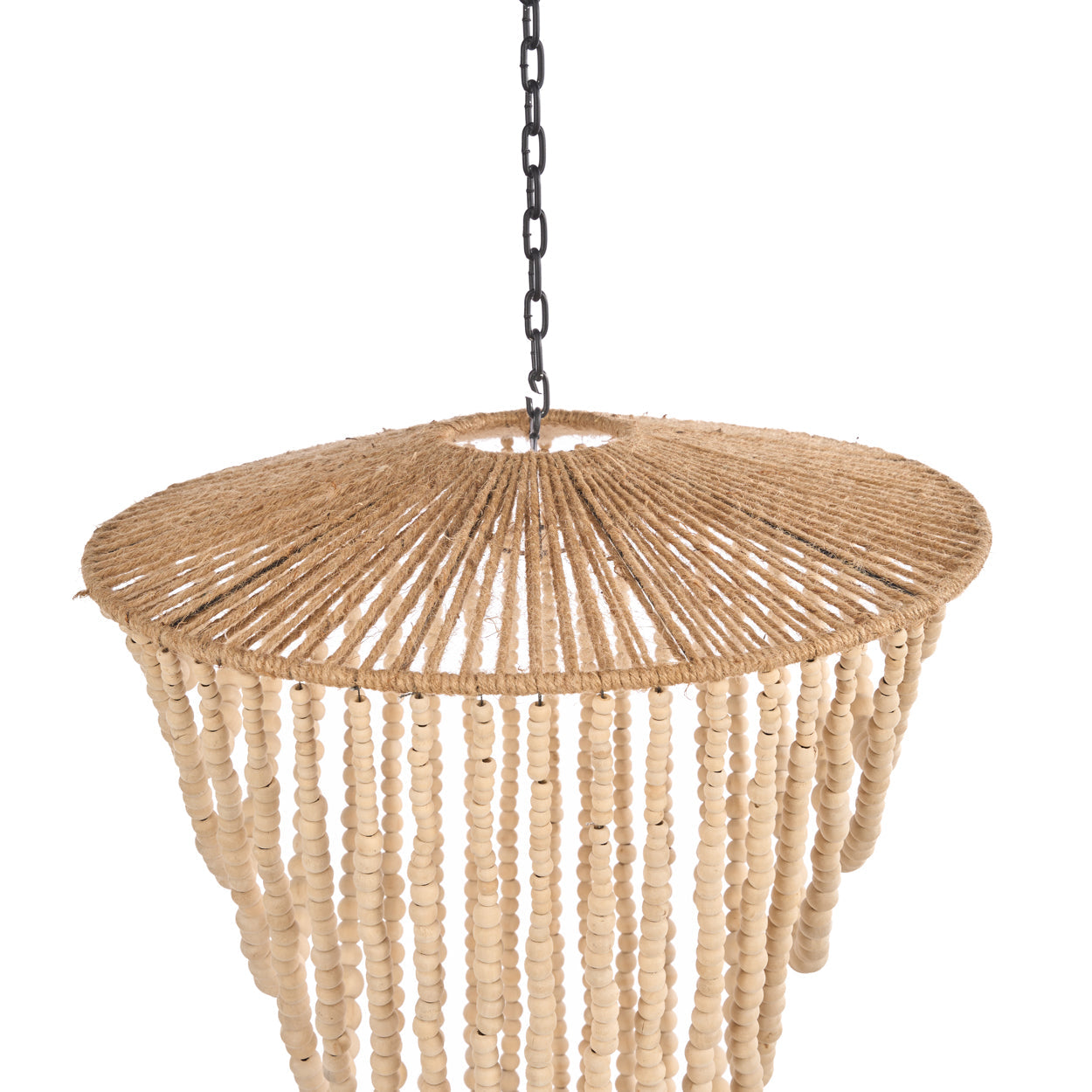 De kroonluchter van houten kralen - Naturel - L