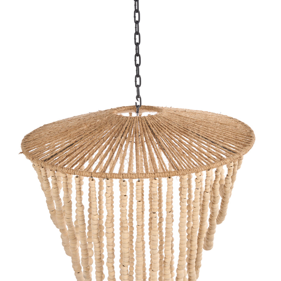 De kroonluchter van houten kralen - Naturel - L