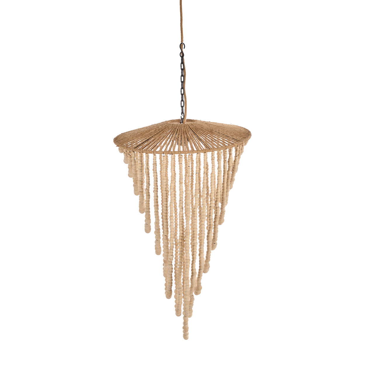 De kroonluchter van houten kralen - Naturel - L