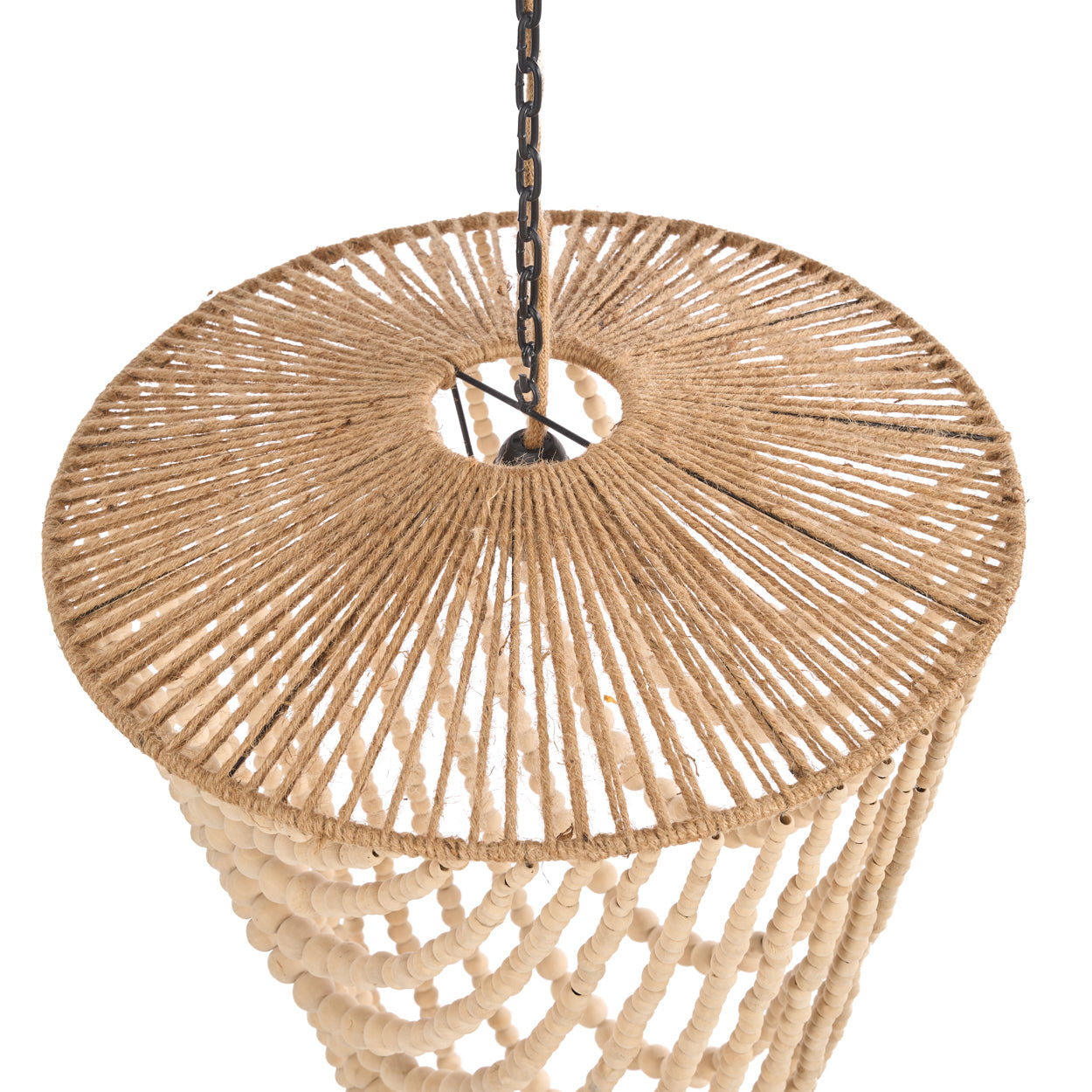 De kroonluchter van houten kralen - Naturel - L