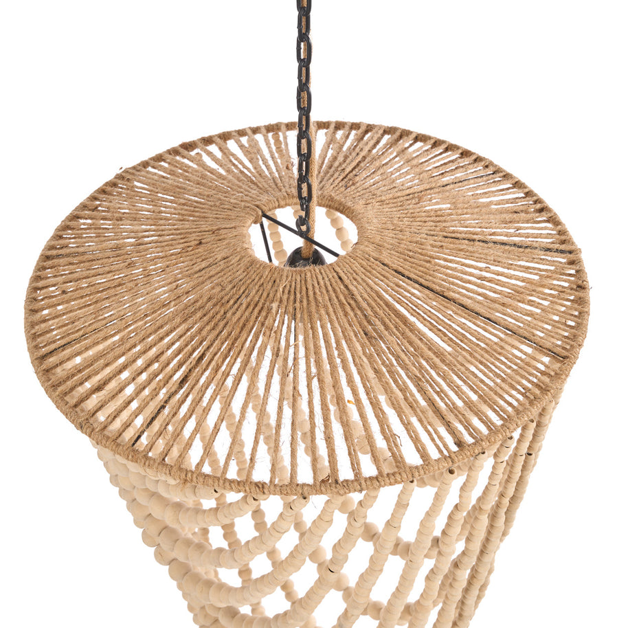 De kroonluchter van houten kralen - Naturel - L