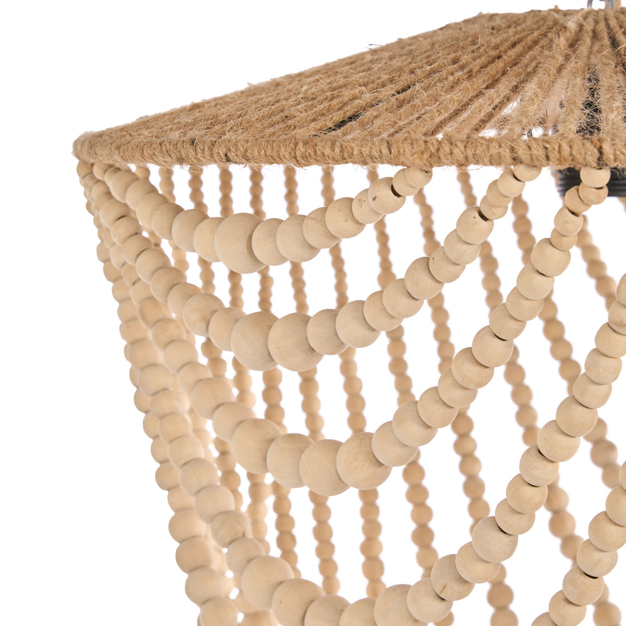 De kroonluchter van houten kralen - Naturel - L