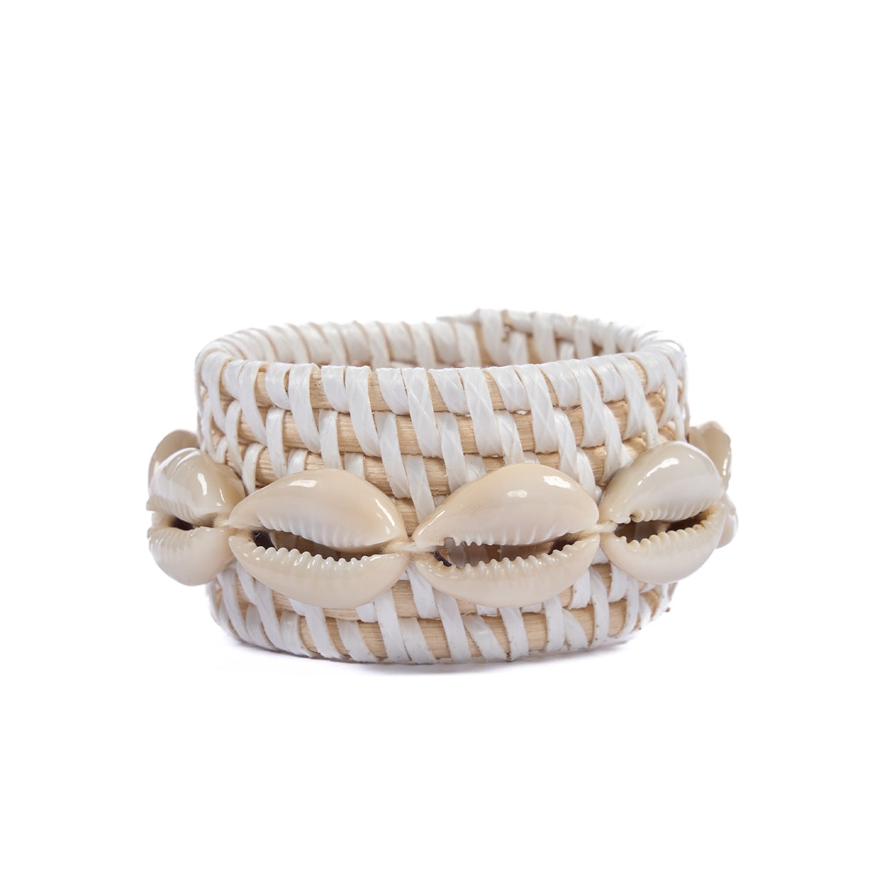 Rotan schelpservetring - wit