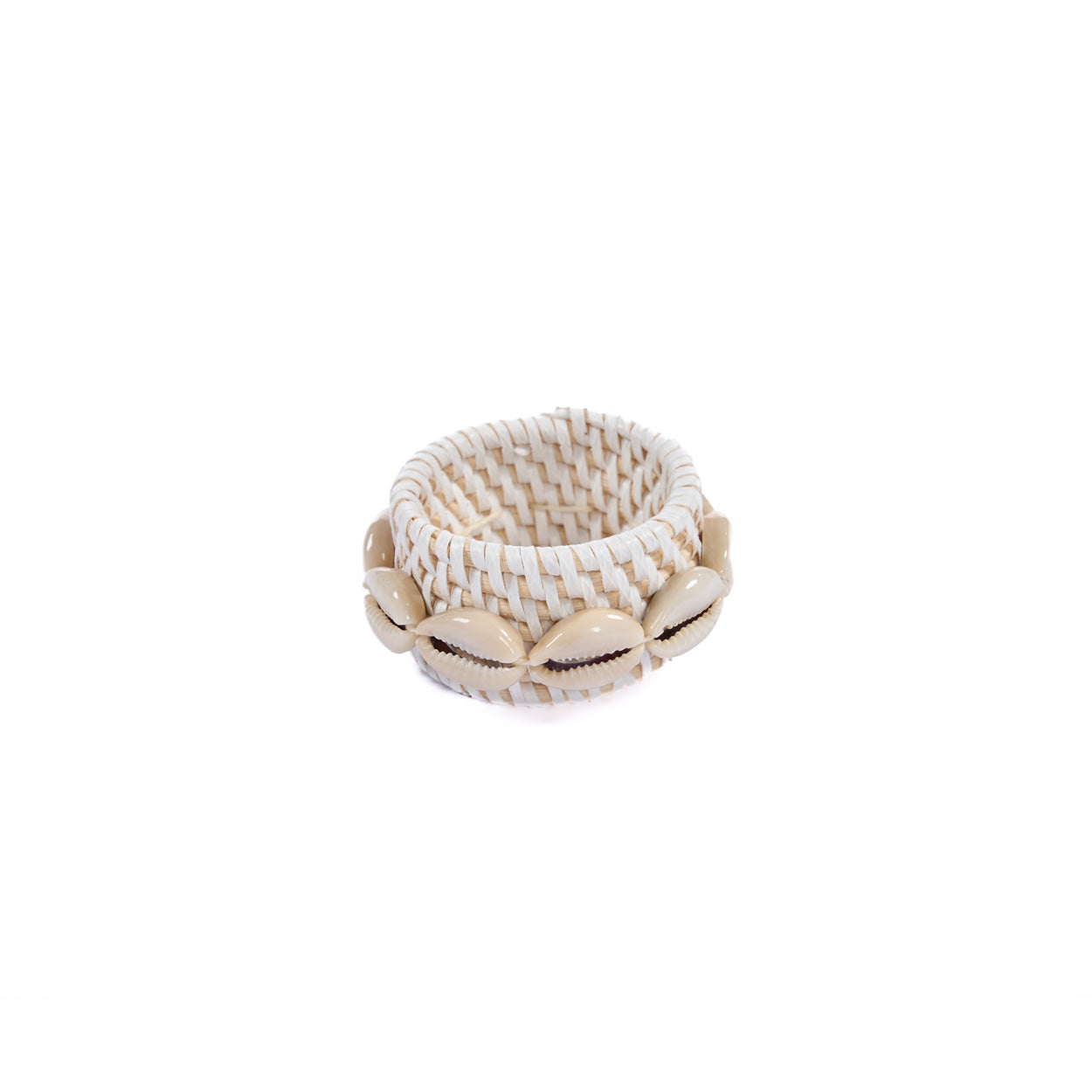 Rotan schelpservetring - wit