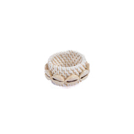 Rotan schelpservetring - wit