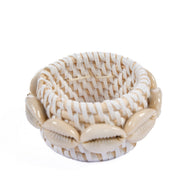 Rotan schelpservetring - wit