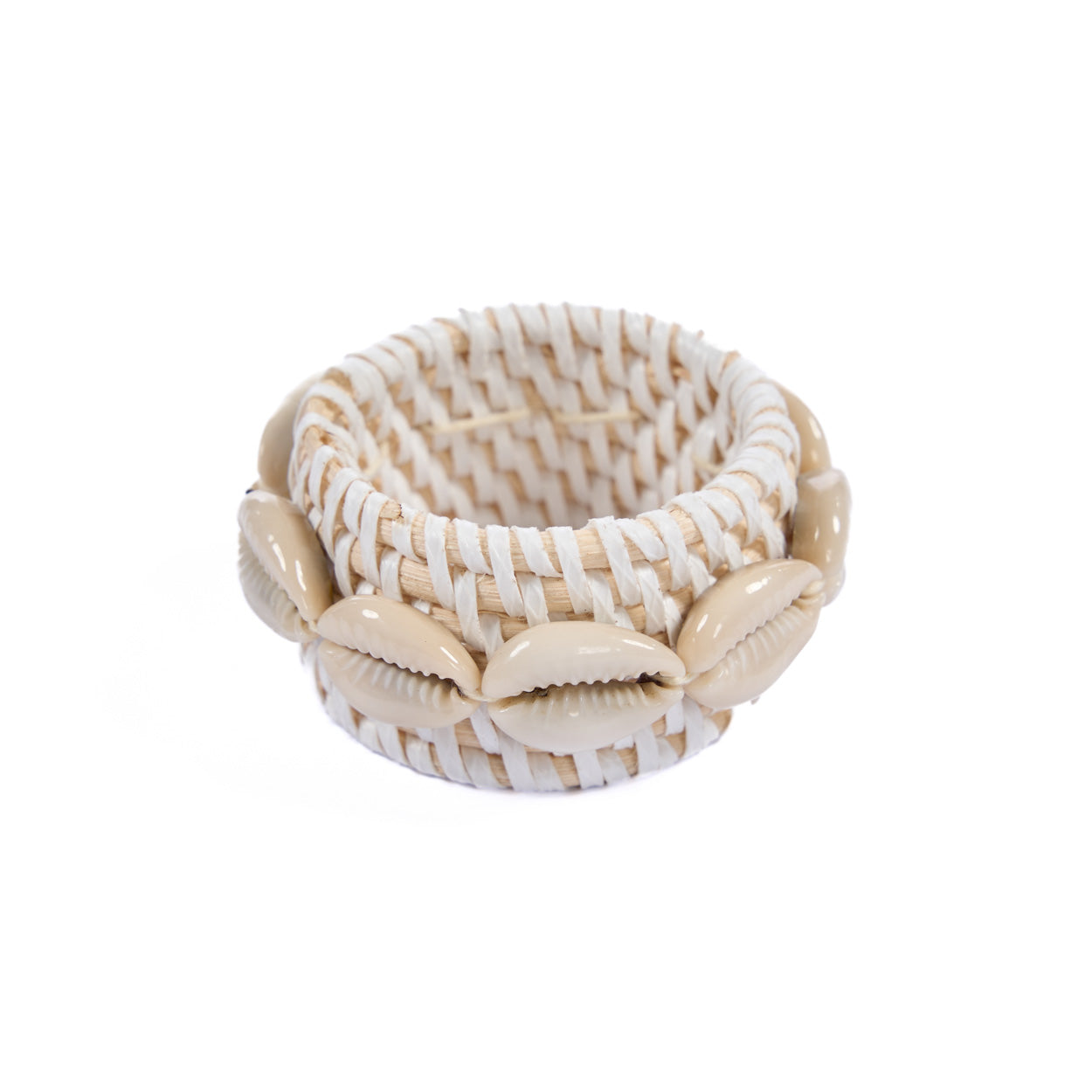 Rotan schelpservetring - wit