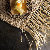 De Fringe raffia-placemat rechthoekig - naturel