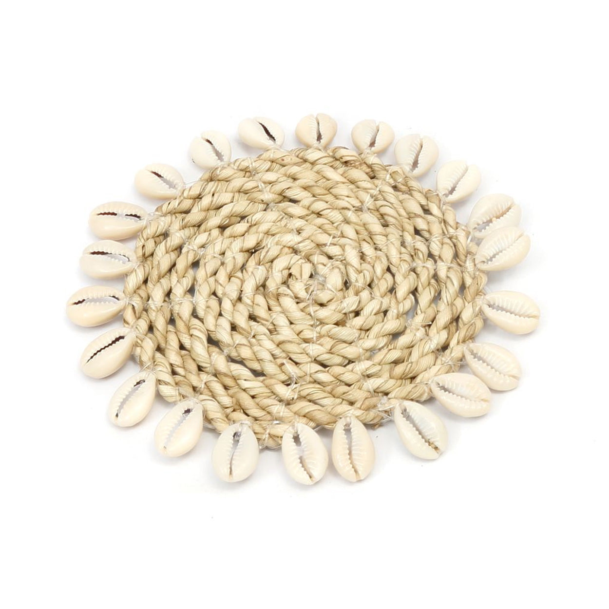 De onderzetter van zeegras met schelpen - naturel