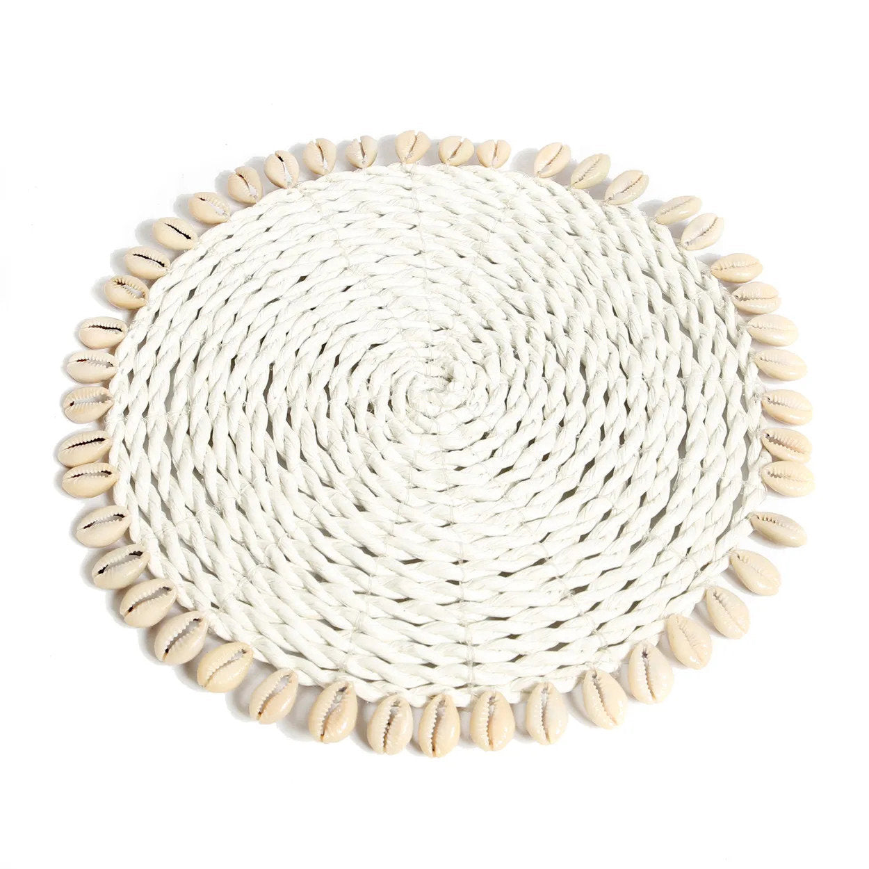 De zeegras-schelp pannenonderzetter - wit