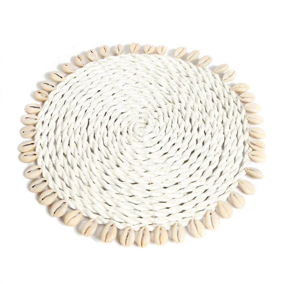 De zeegras-schelp pannenonderzetter - wit
