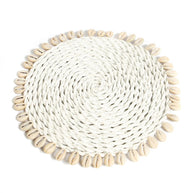 De zeegras-schelp pannenonderzetter - wit