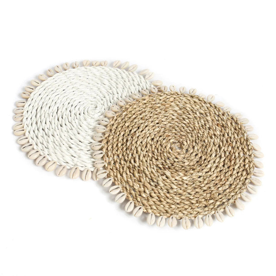 De zeegras-schelp pannenonderzetter - wit