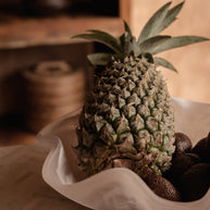 De organische fruitschaal van hars - roze-wit