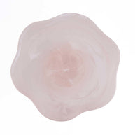 De organische fruitschaal van hars - roze/wit
