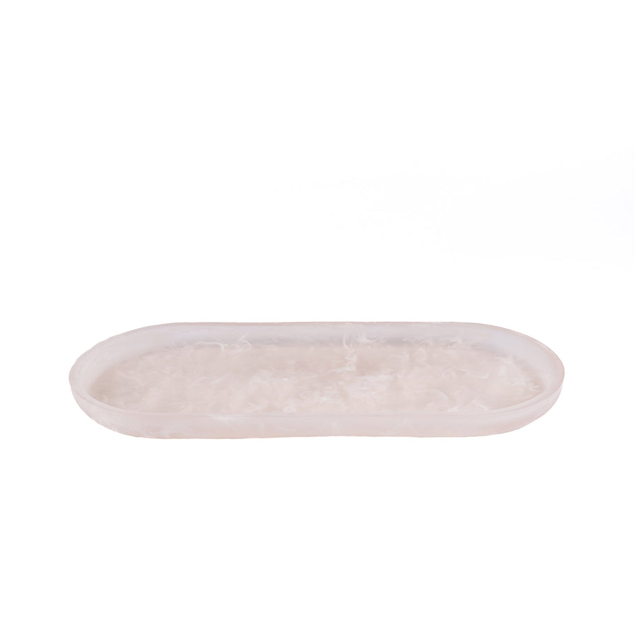 Het ovale bord van hars - roze-wit