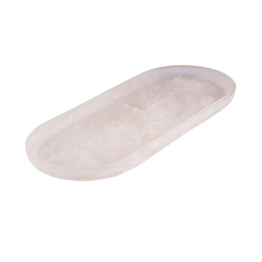 Het ovale bord van hars - roze-wit