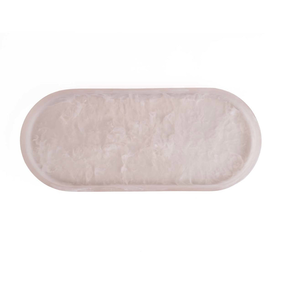 Het ovale bord van hars - roze-wit