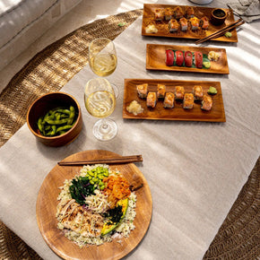 Sushibord van teakwortel - M