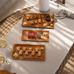 Sushibord van teakwortel - L