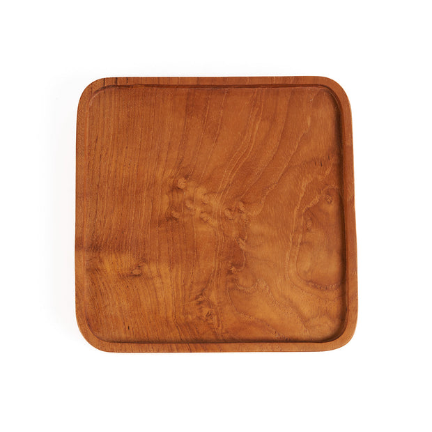 Het vierkante teakbord - naturel - XS