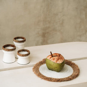 Placemat van waterhyacint-rafia - wit/naturel