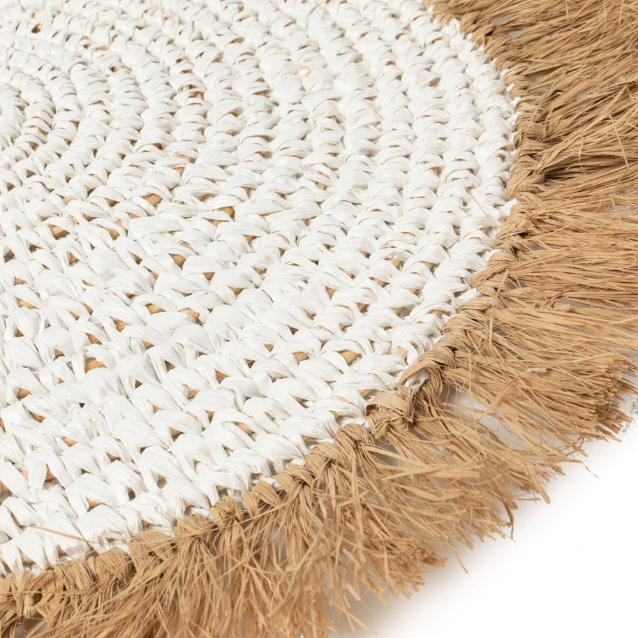 Placemat van waterhyacint-rafia - wit/naturel