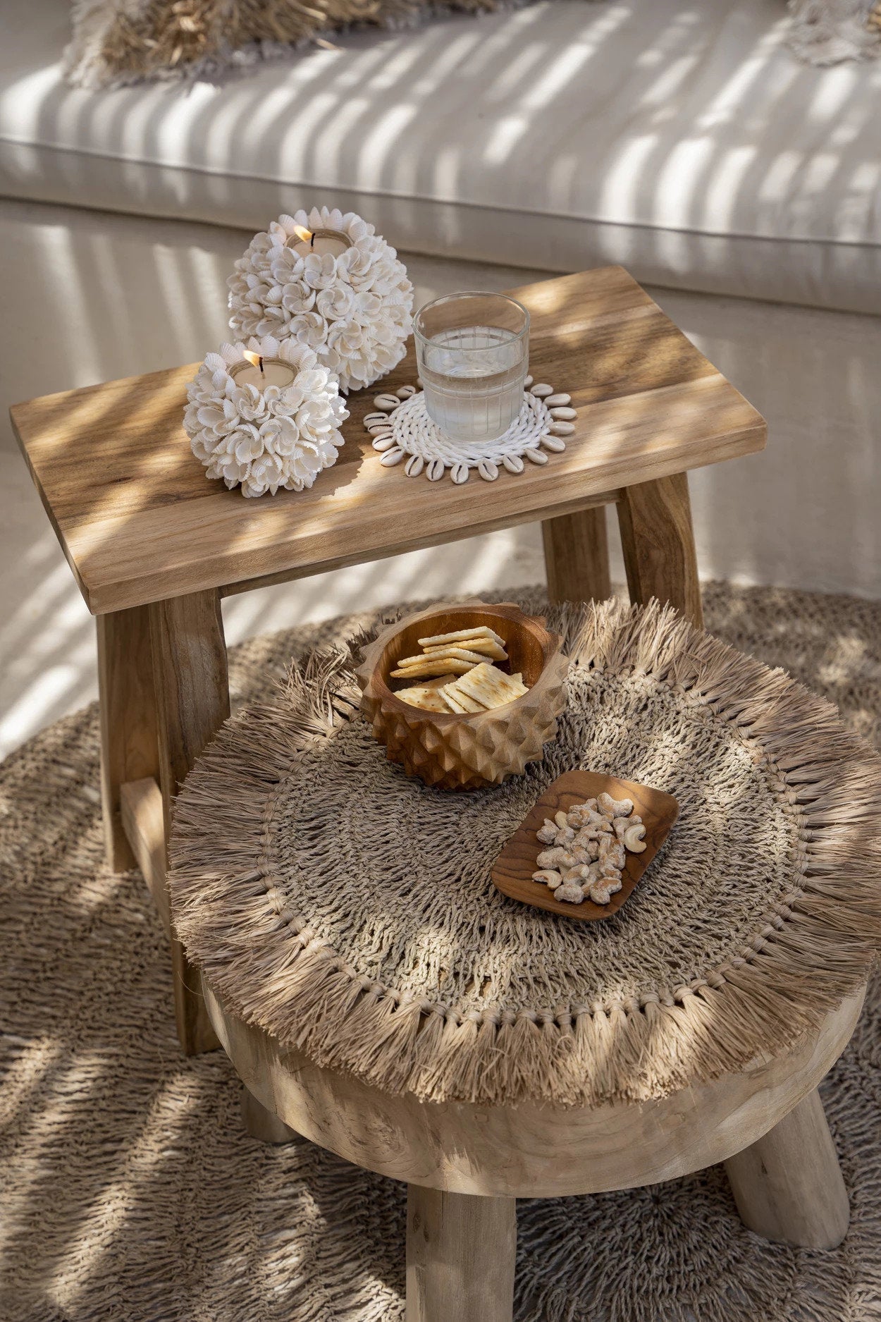 De gehaakte raffia placemat - naturel