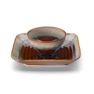 Smoked Horizon vierkant bord - bruin-grijs - M