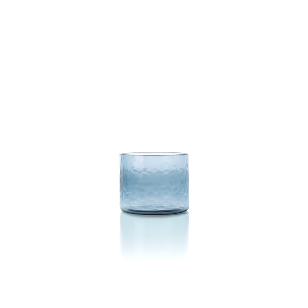 De azuurkleurige gehamerde lage tumbler - blauw