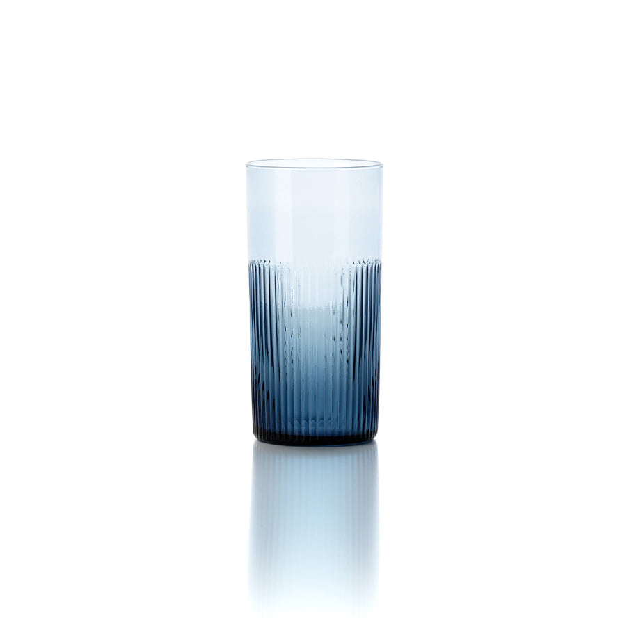 Azuurblauw geribbeld hoog drinkglas - blauw