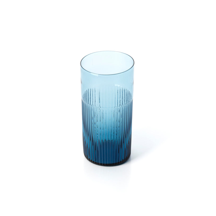 Azuurblauw geribbeld hoog drinkglas - blauw