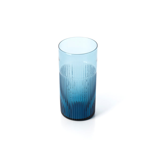 Azuurblauw geribbeld hoog drinkglas - blauw