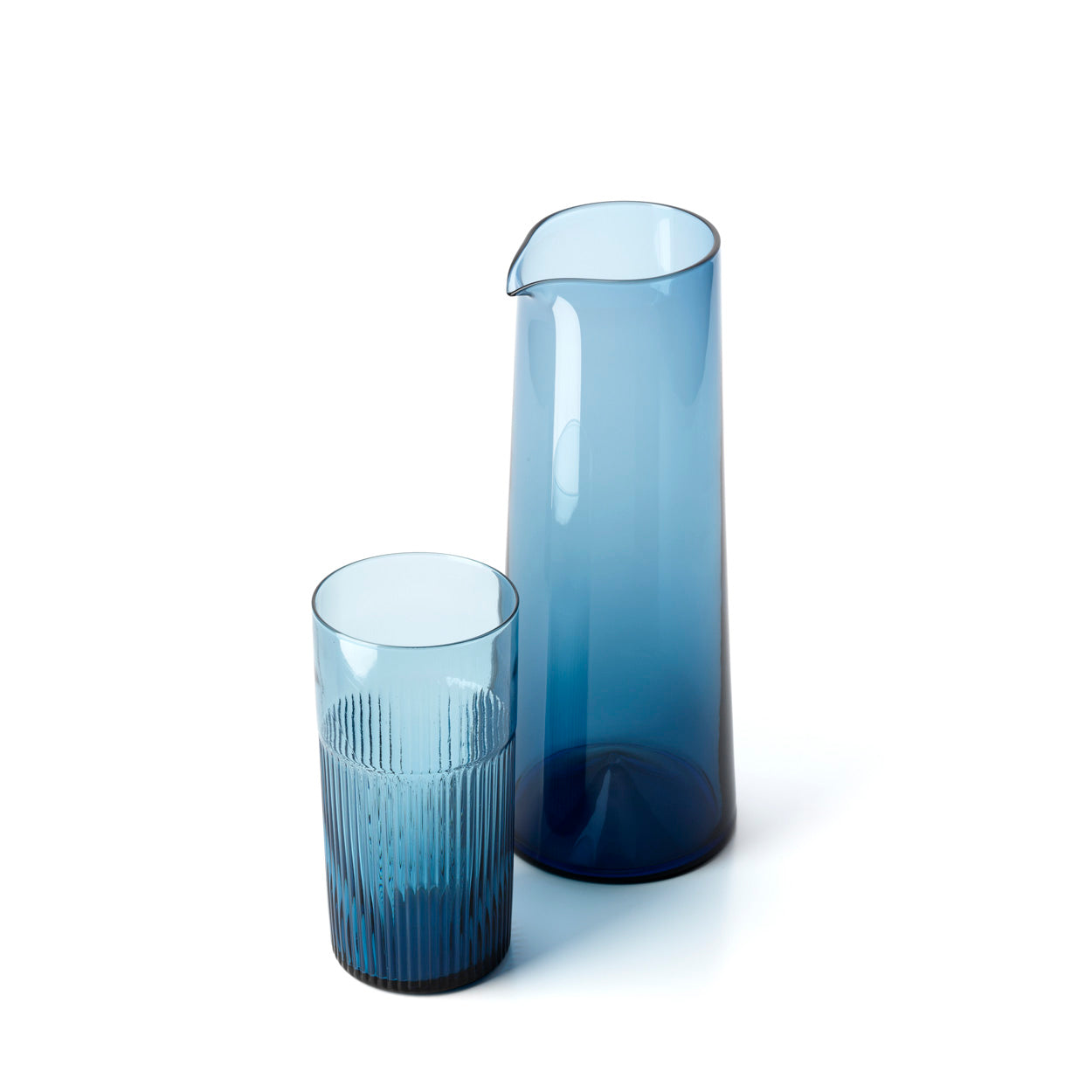 Azuurblauw geribbeld hoog drinkglas - blauw