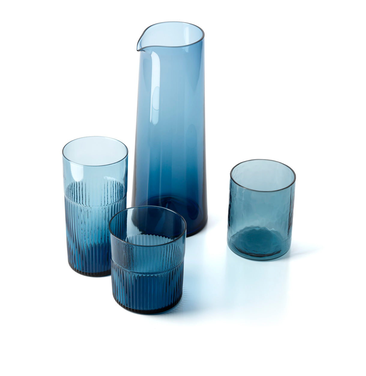 Azuurblauw geribbeld hoog drinkglas - blauw