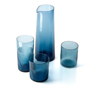 Azuurblauw geribbeld hoog drinkglas - blauw