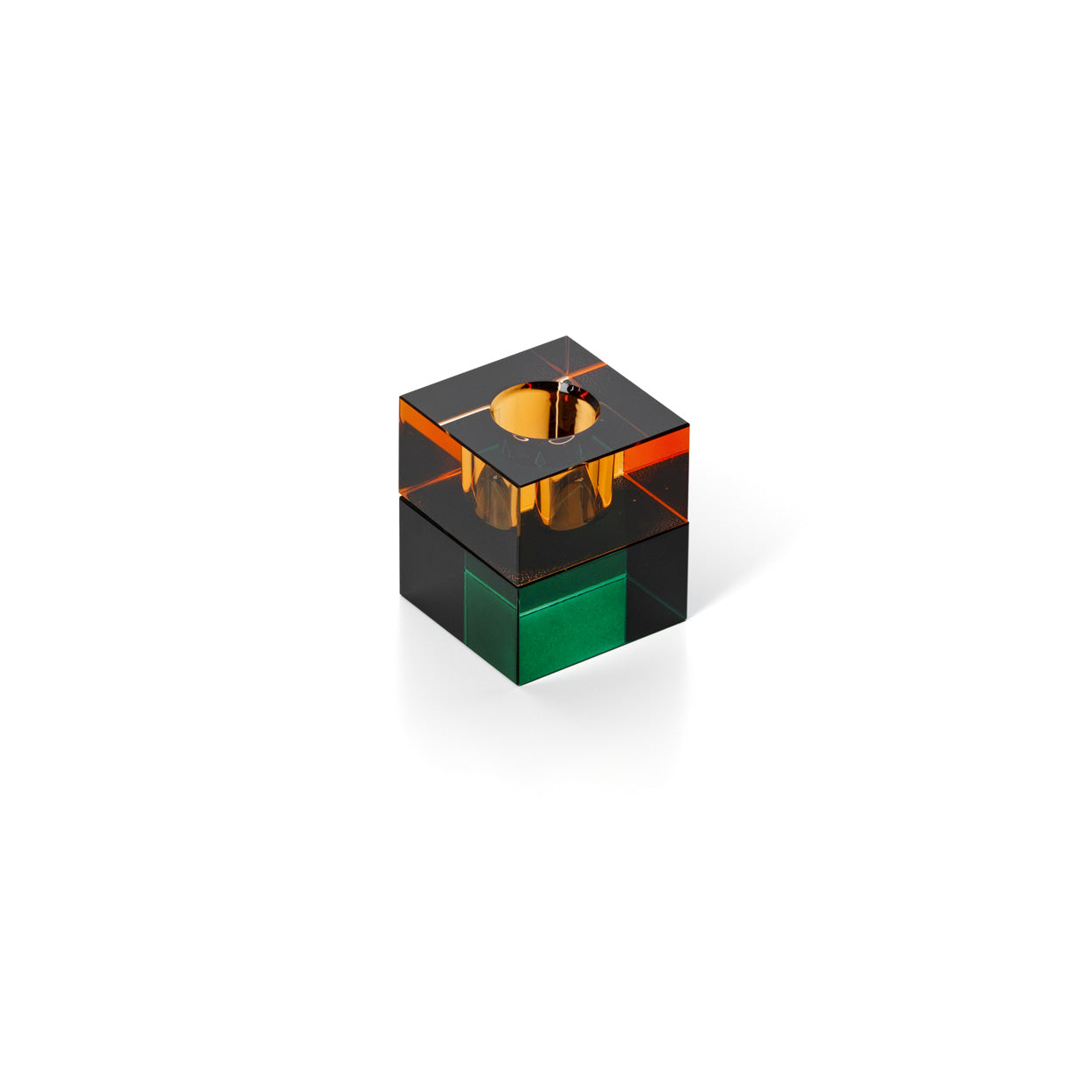 De Gem Blocks kandelaar - groen amber