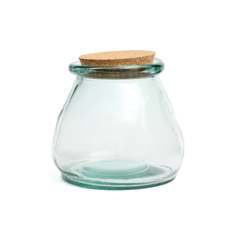 The Belly glazen pot - blauw - L