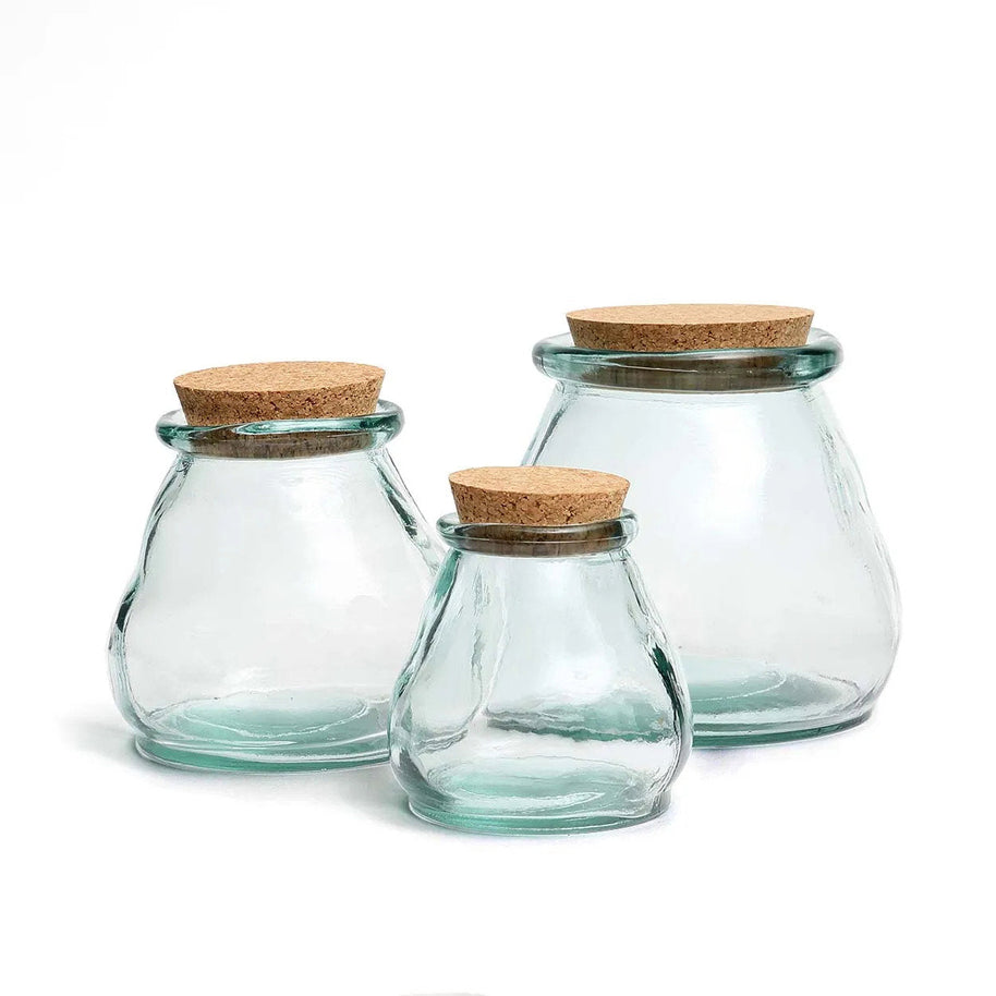 De Belly glazen pot - Blauw - M