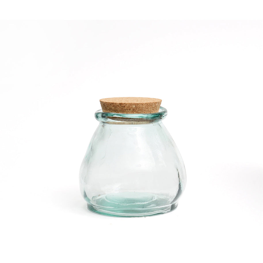De Belly glazen pot - Blauw - S