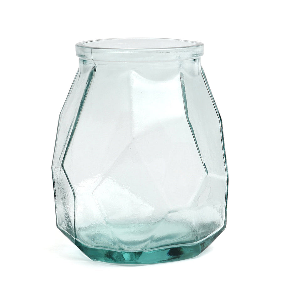 De brede origami-vaas - blauw
